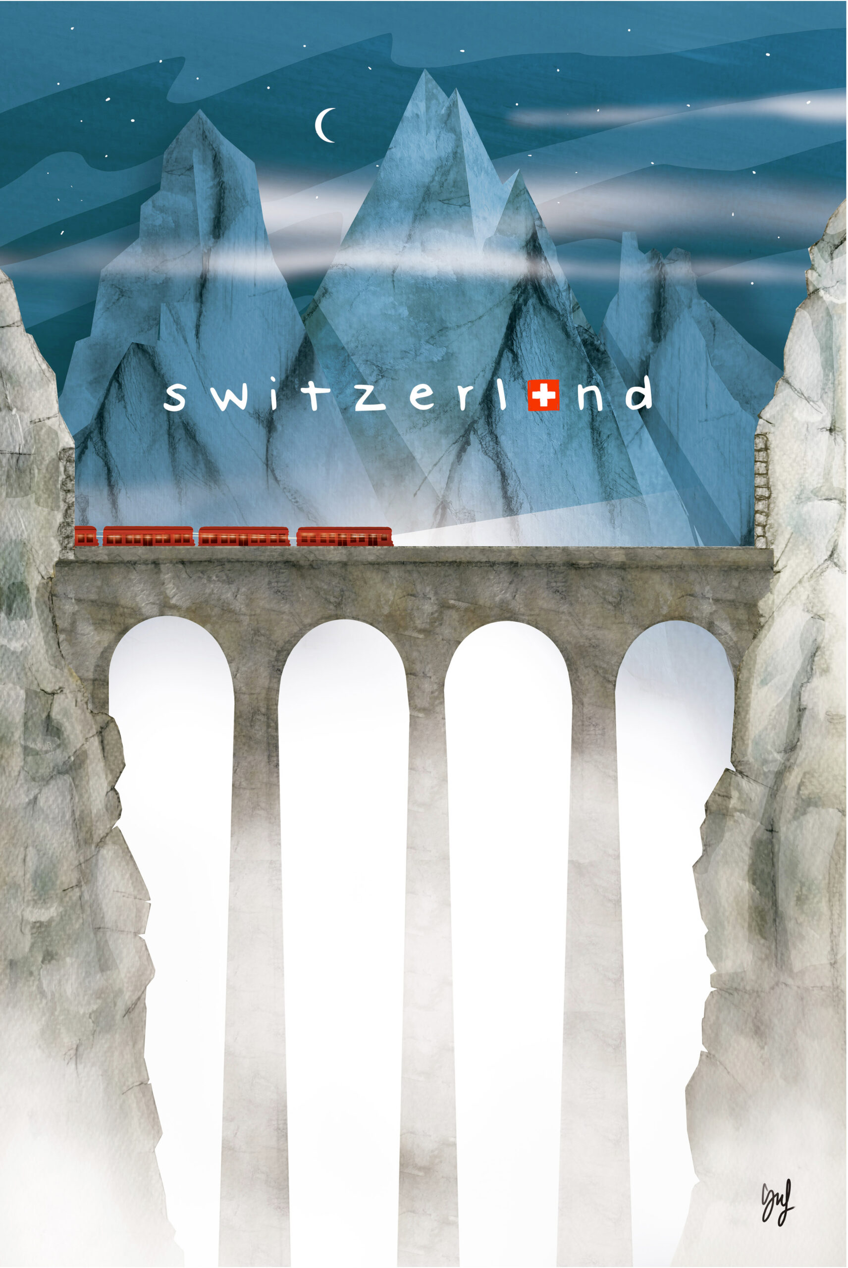 Affiche Train Suisse